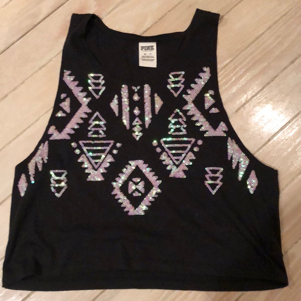 VS Pink bling sequin crop top